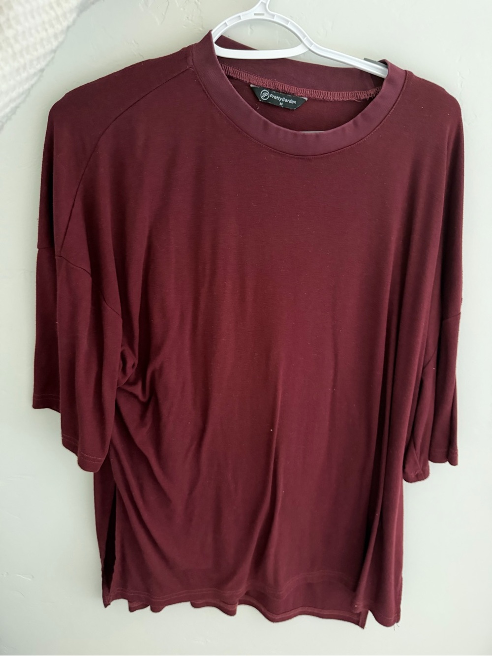 Women's Burgundy Relaxed Crewneck Top